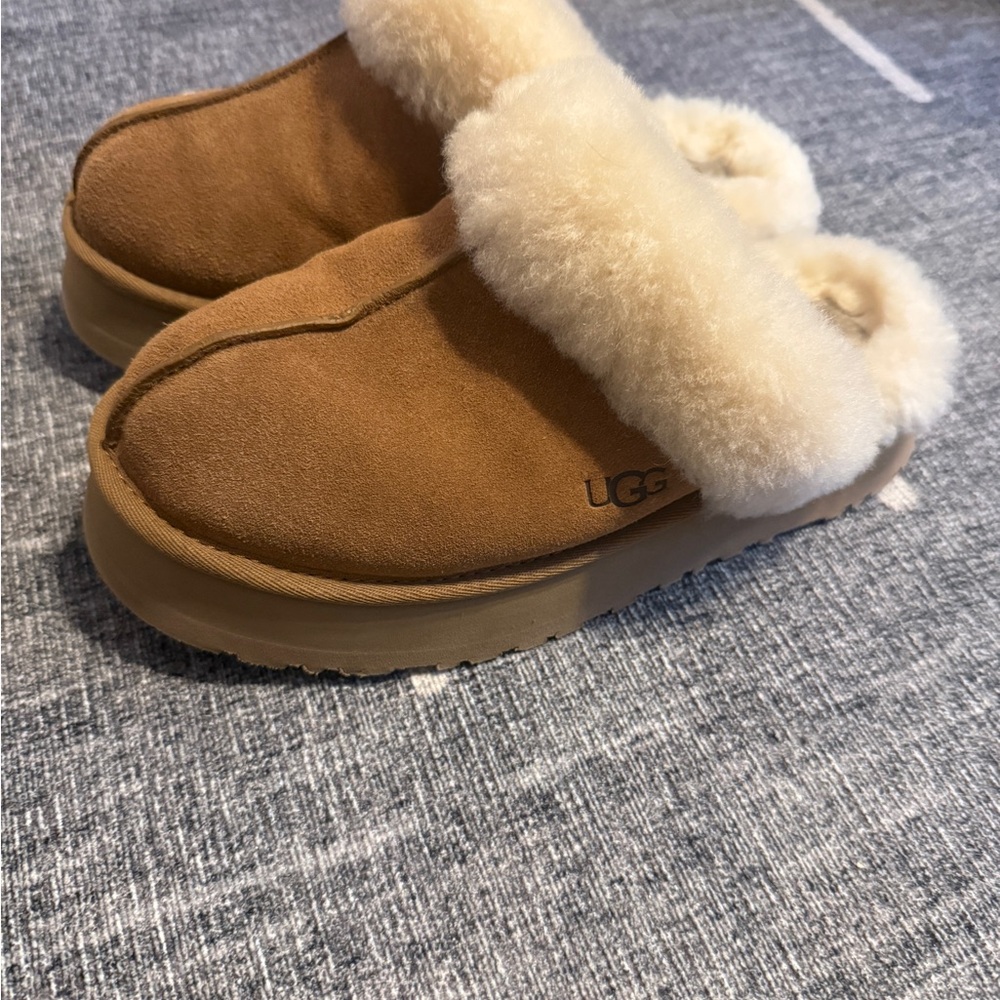 UGG Disquette Tan Sheepskin Slippers